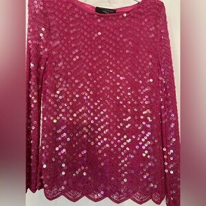 Colette Mordo Sequined Fuchsia Pullover Top